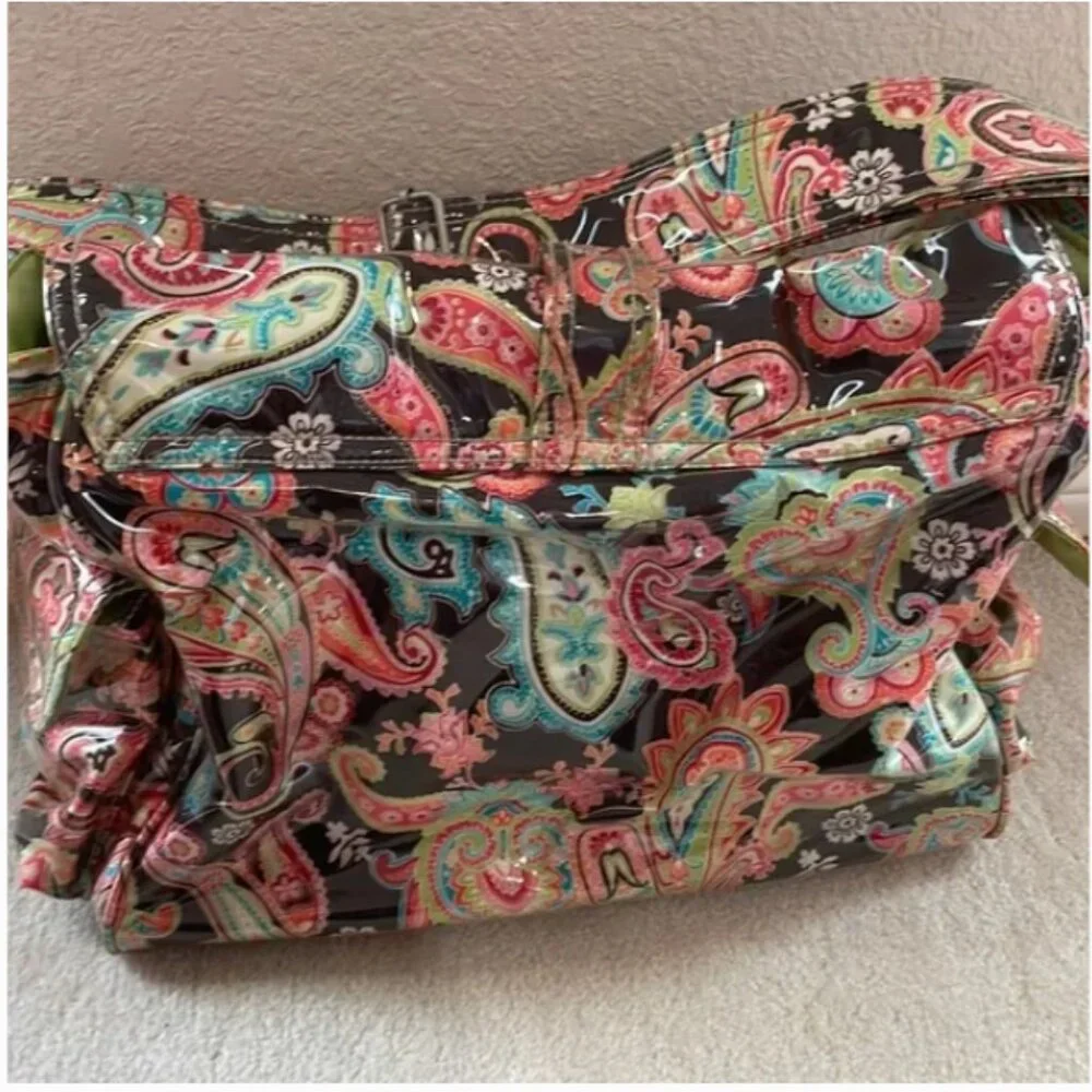 Kalencom New Orleans diaper messenger bag changing mat zipper pouch paisley
